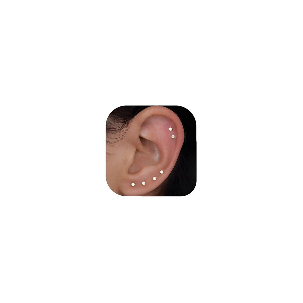 Tiny CZ Stud Earrings for Women Hypoallergenic Multiple Piercings